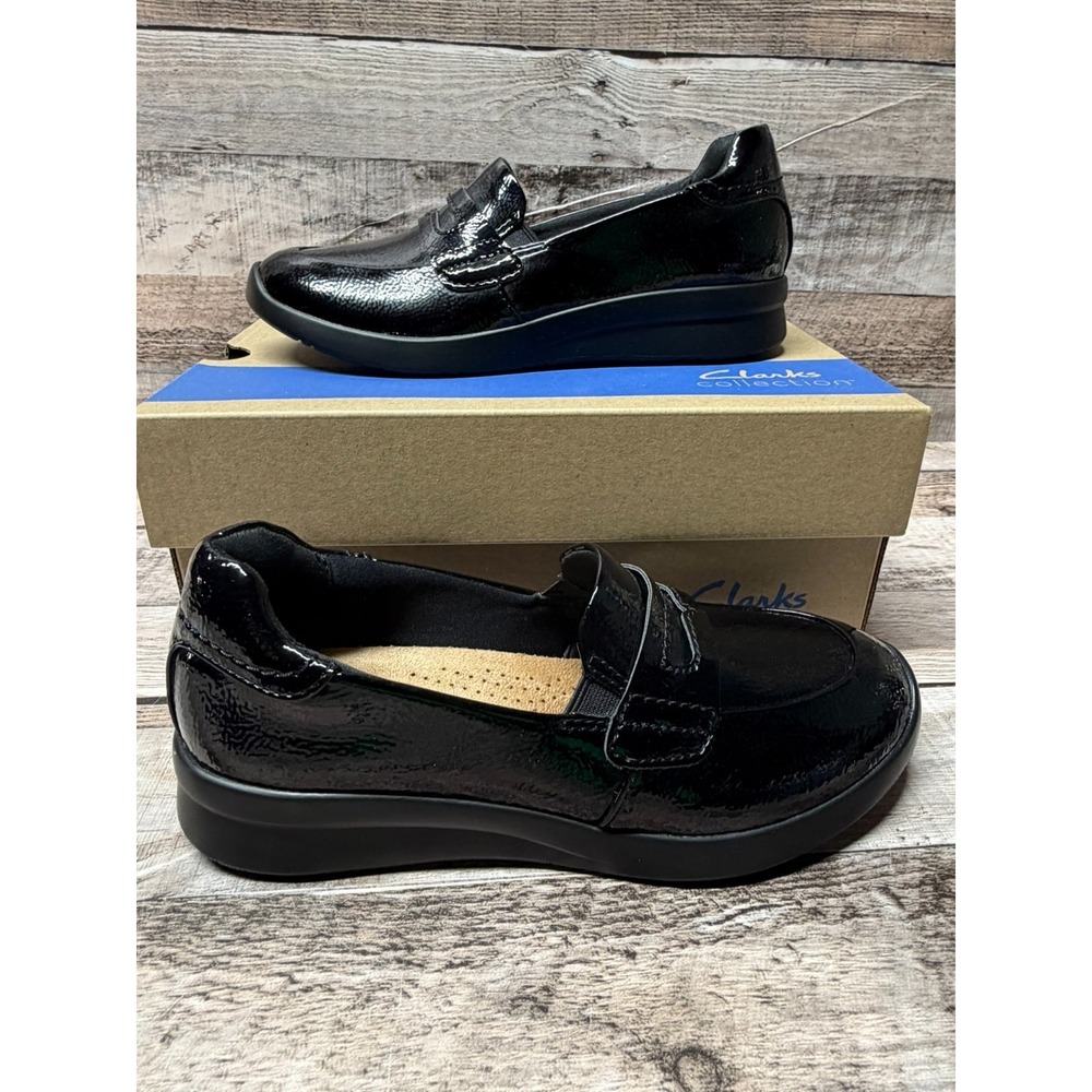 New‎ Clarks Elowyn Penny Mocasin Black Dress Shoes Size 6M